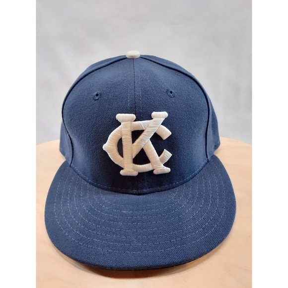 Kansas City Monarchs New Era 59Fifty Fitted Hat Cap Blue KC Negro League Size 7 - Picture 2 of 7